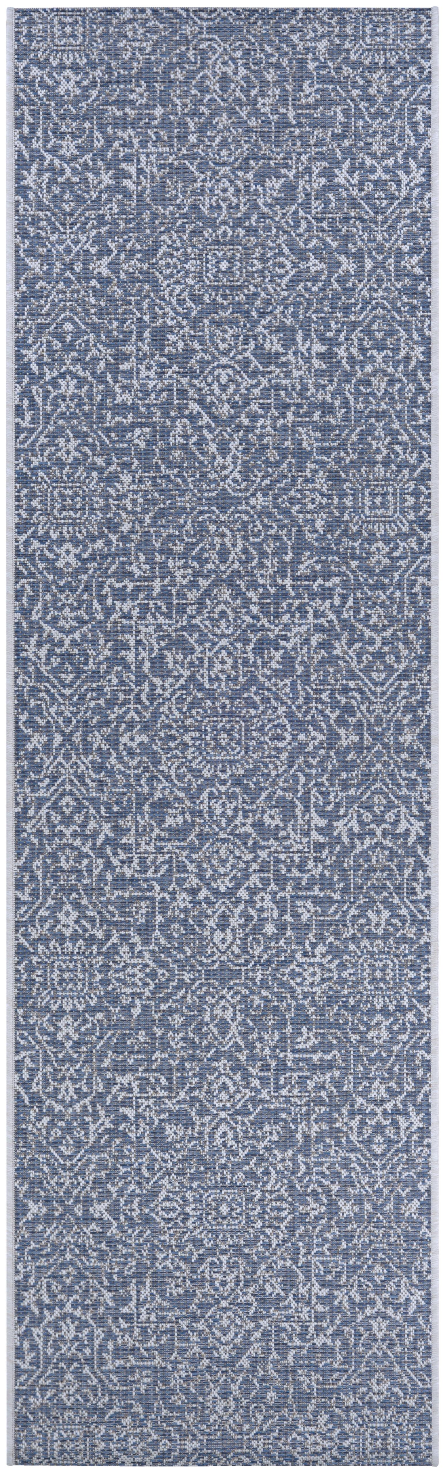 Couristan Monte Carlo Palmette Indoor/Outdoor Area Rug, 2'3" x 7'10" Runner, Navy-Ivory