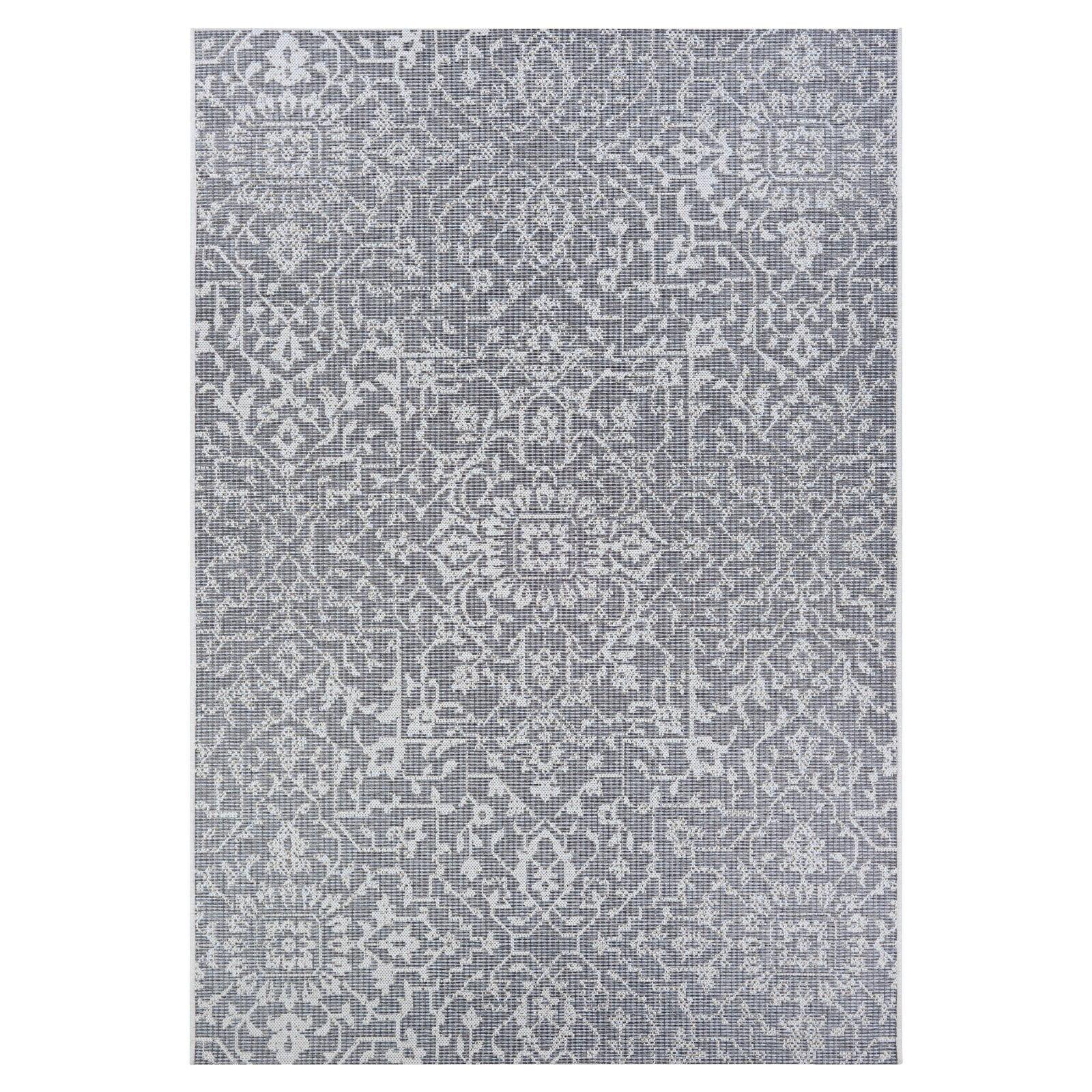 Couristan Monte Carlo Palmette Indoor/Outdoor Area Rug, 5'3" x 7'6", Grey-Ivory
