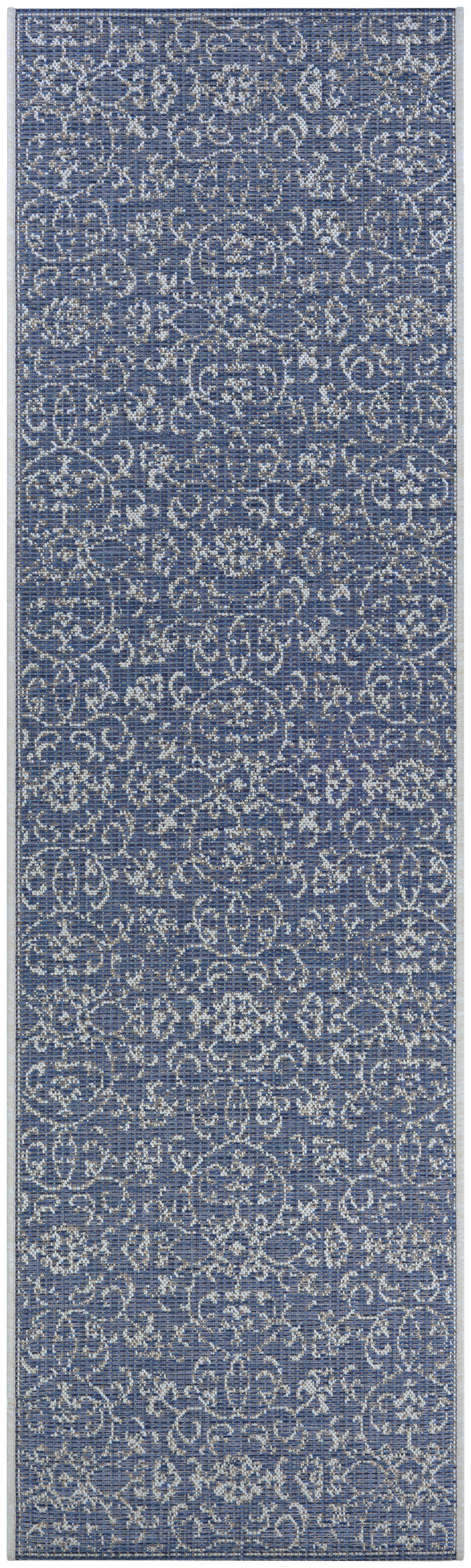 Couristan Monte Carlo Summer Vines Indoor / Outdoor Area Rug, Navy-Ivory, 2'3" x 11'9" Runner