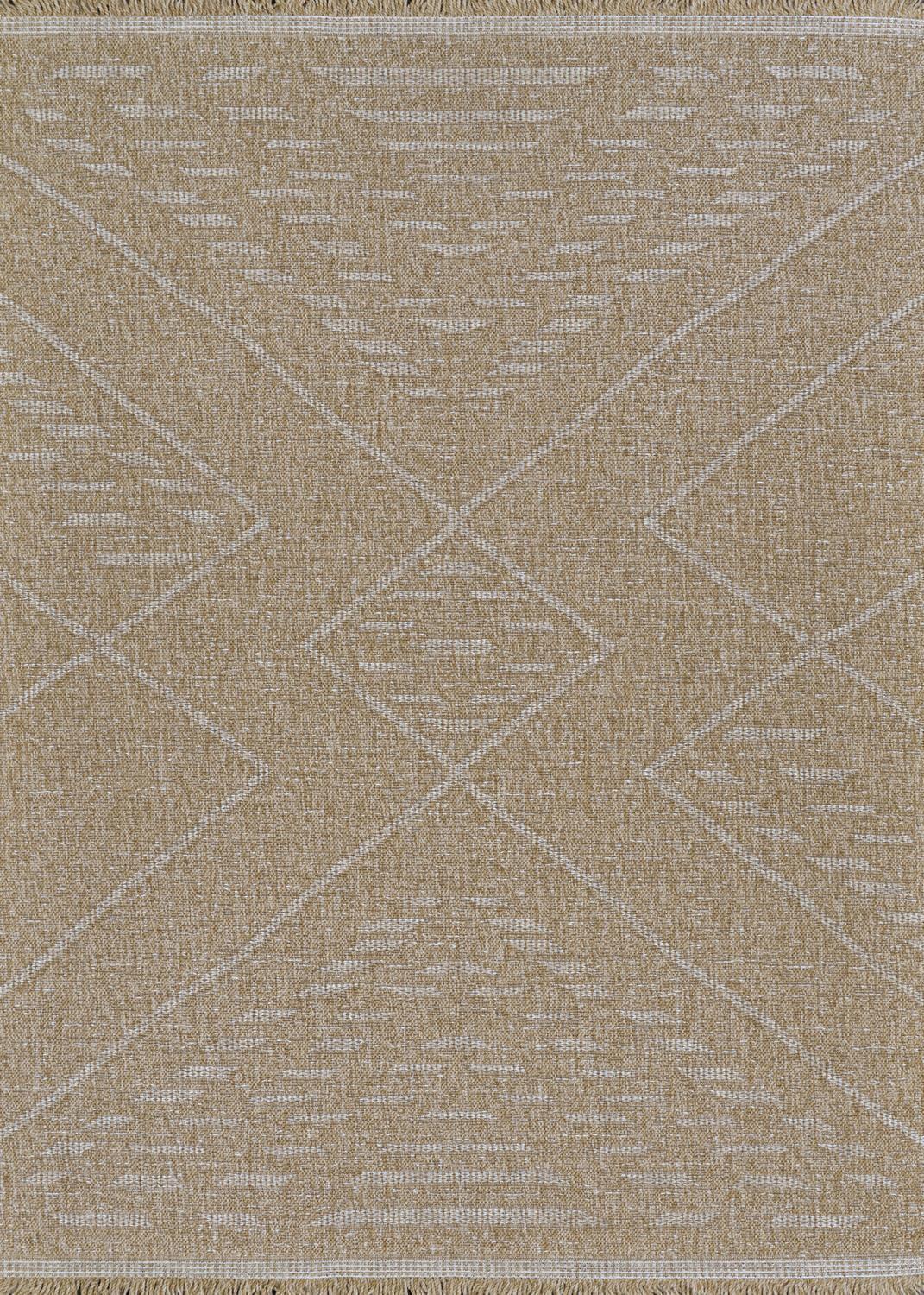 Transitional Fringed Edge Natural-Cream Synthetic Area Rug, 8' x 10'