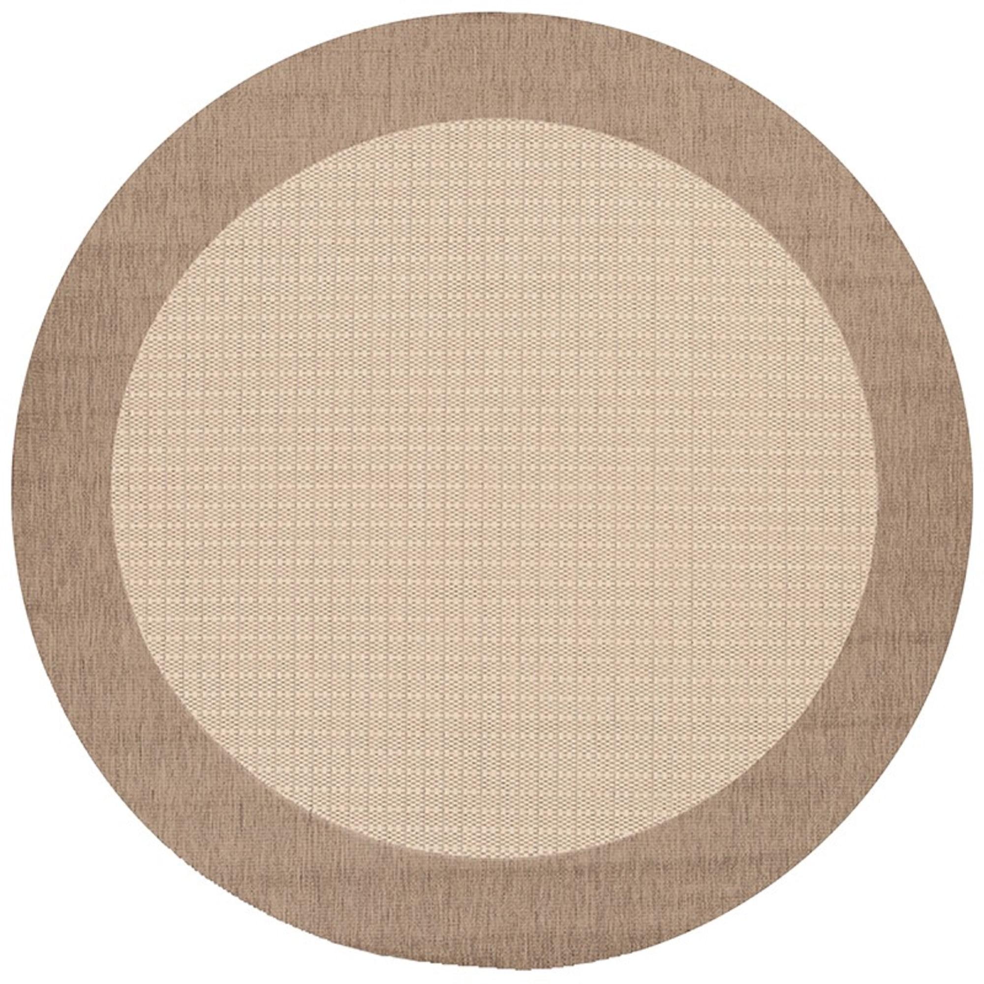 Recife Checkered Field 7'6" Round Indoor/Outdoor Rug in Natural-Cocoa