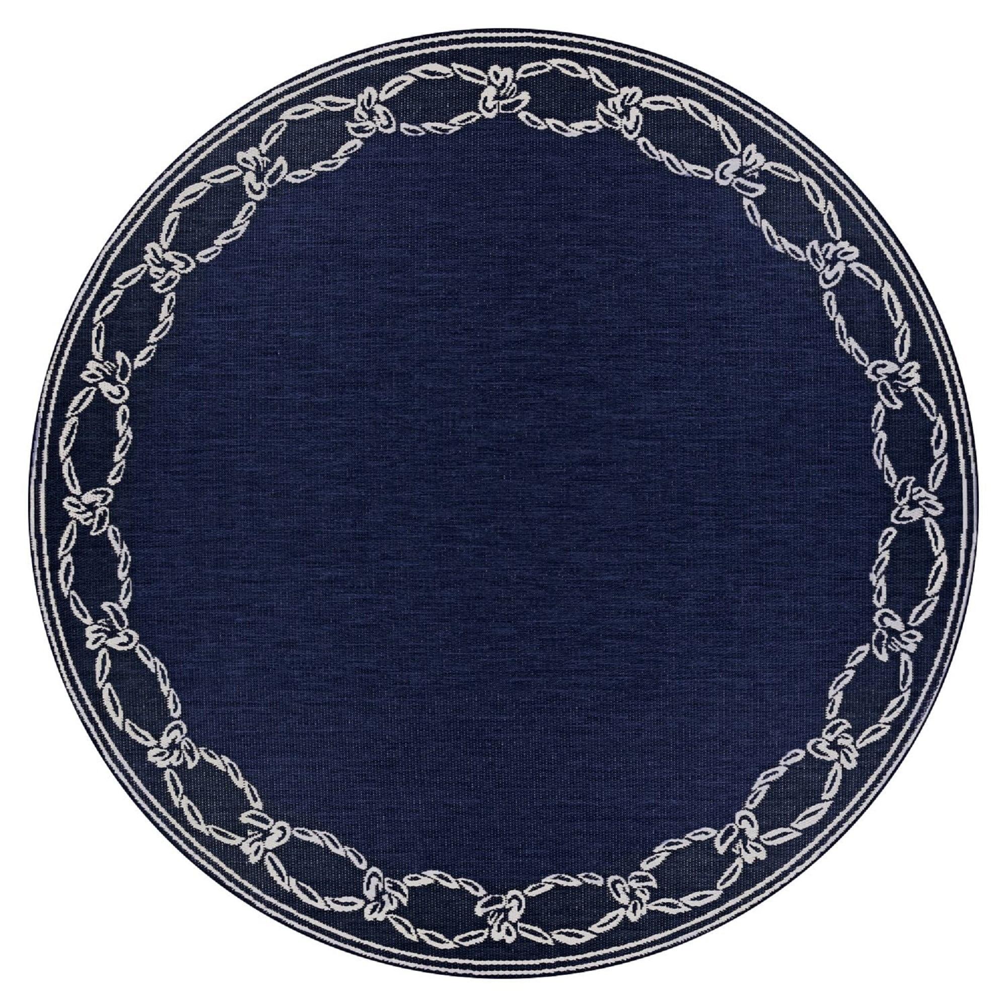 Couristan Recife Rope Knot Area Rug, 7'6" Round, Ivory-Indigo