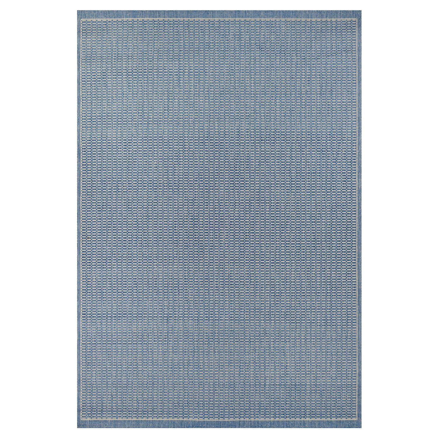 Champagne-Blue Transitional Indoor/Outdoor Flat Woven Area Rug