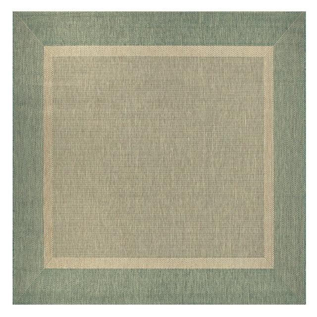 Couristan Recife Stria Texture Indoor/Outdoor Rug, 7'6", Square, Natural- Green Color, Hose Washable, 5526/1812