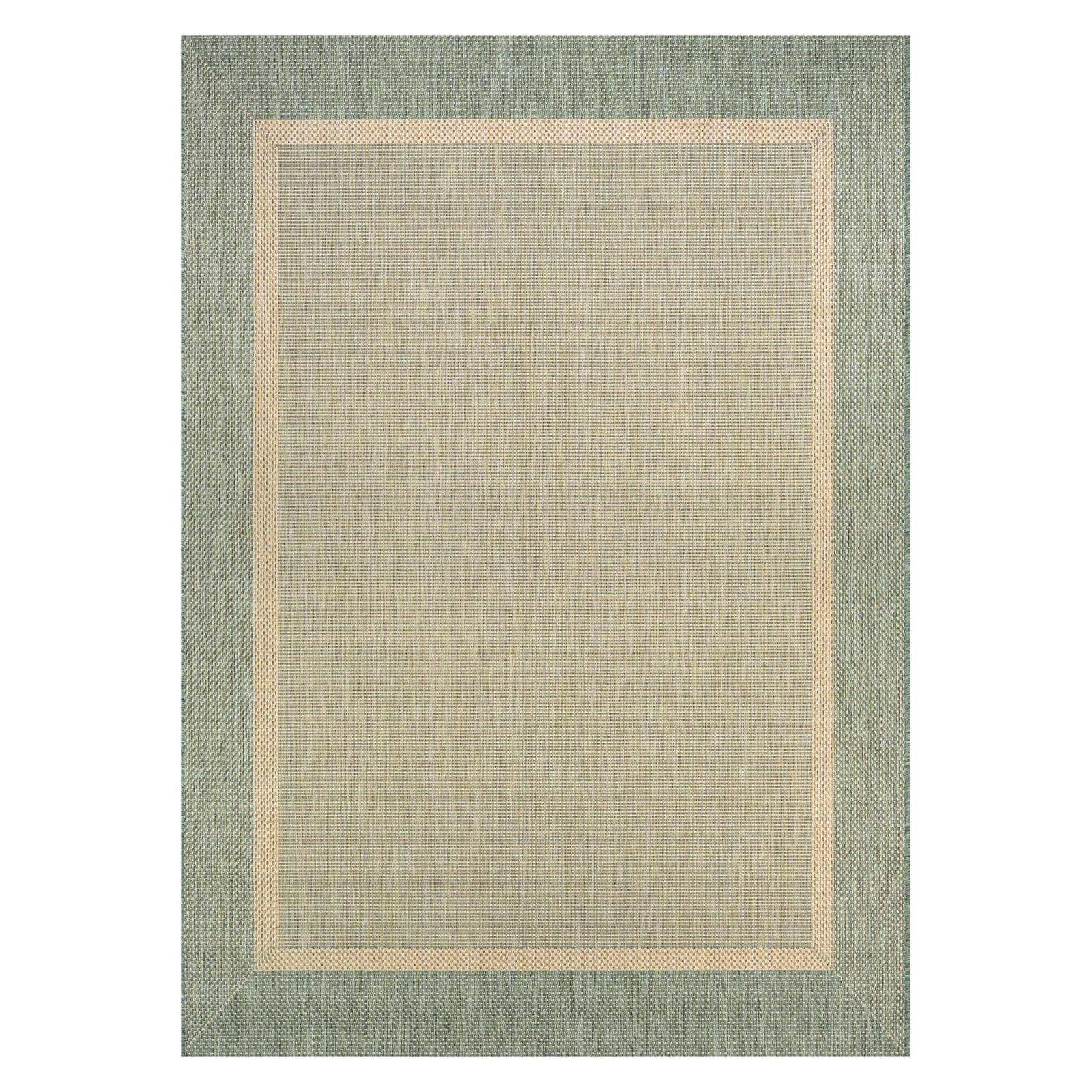 Couristan Recife Stria Texture Indoor/Outdoor Rug, 8'6", Round, Natural- Green Color, Hose Washable, 5526/1812