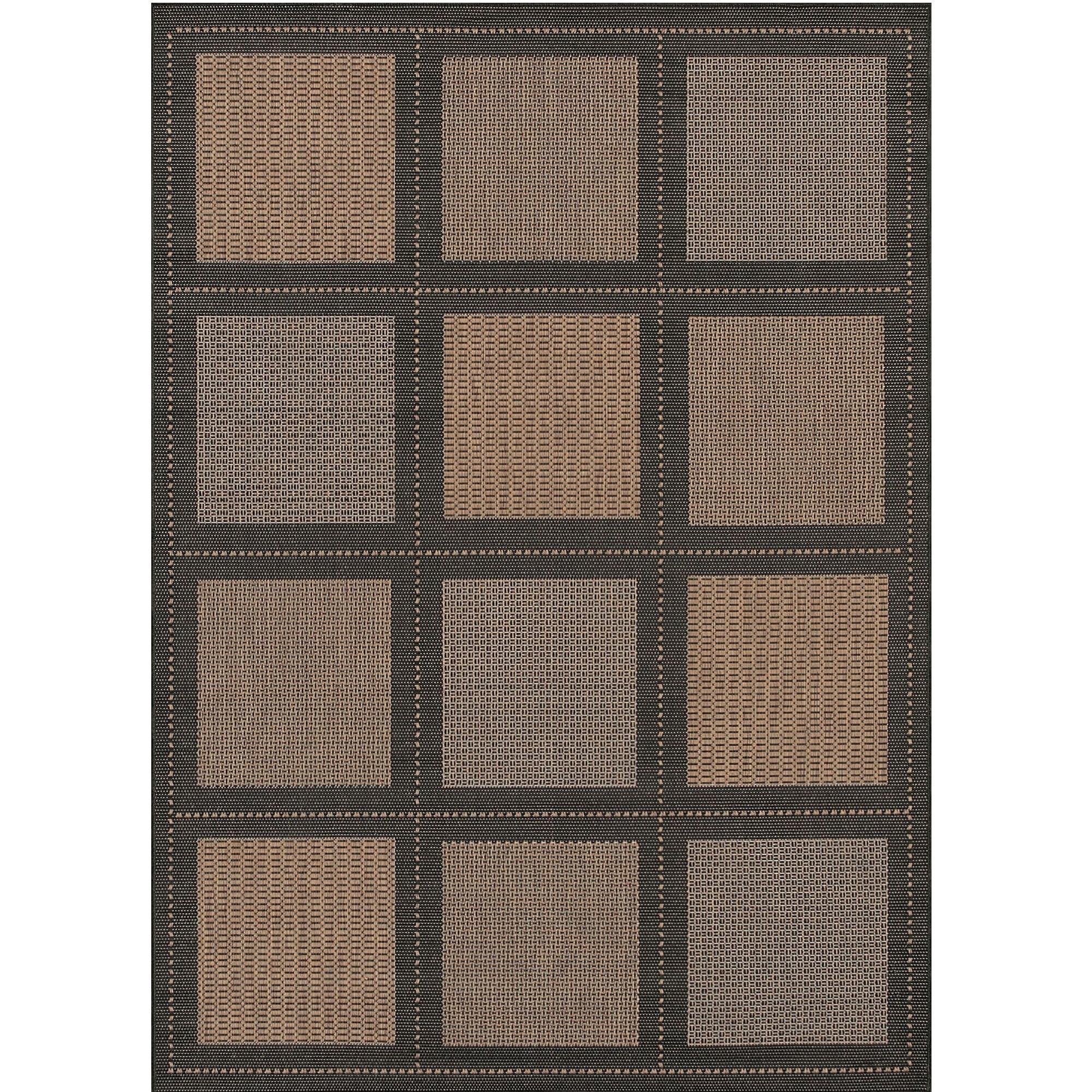 Black and Cocoa Checkered Flat Woven Outdoor Rug