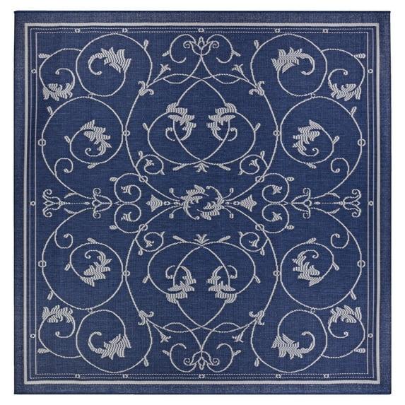 Couristan Recife Veranda Indoor / Outdoor Area Rug, Ivory- Indigo Blue, 3'9" x 5'5"