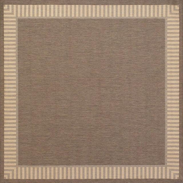 Couristan Recife Wicker Stitch Area Rug, 7'6" Square, Cocoa-Natural