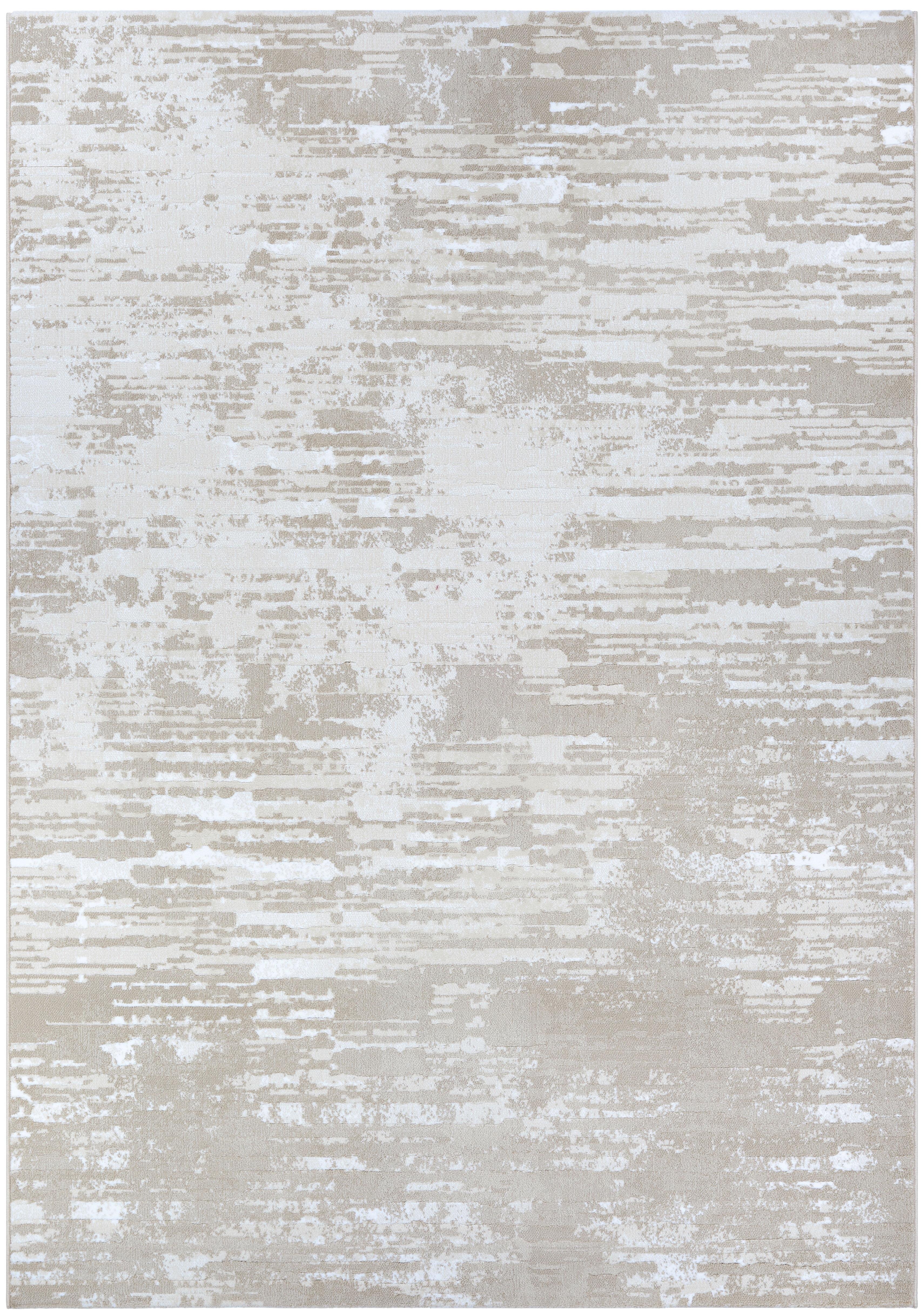 Serenity Abstract Beige-Champagne 5'3" x 7'6" Synthetic Area Rug