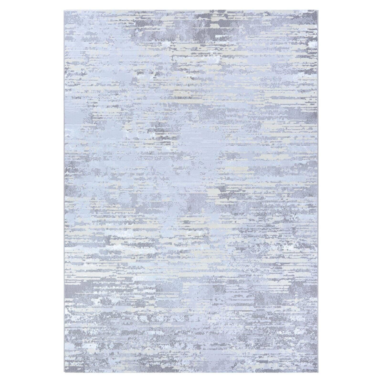 Light Grey and Champagne Abstract Wool Synthetic Area Rug 2' x 3'11"