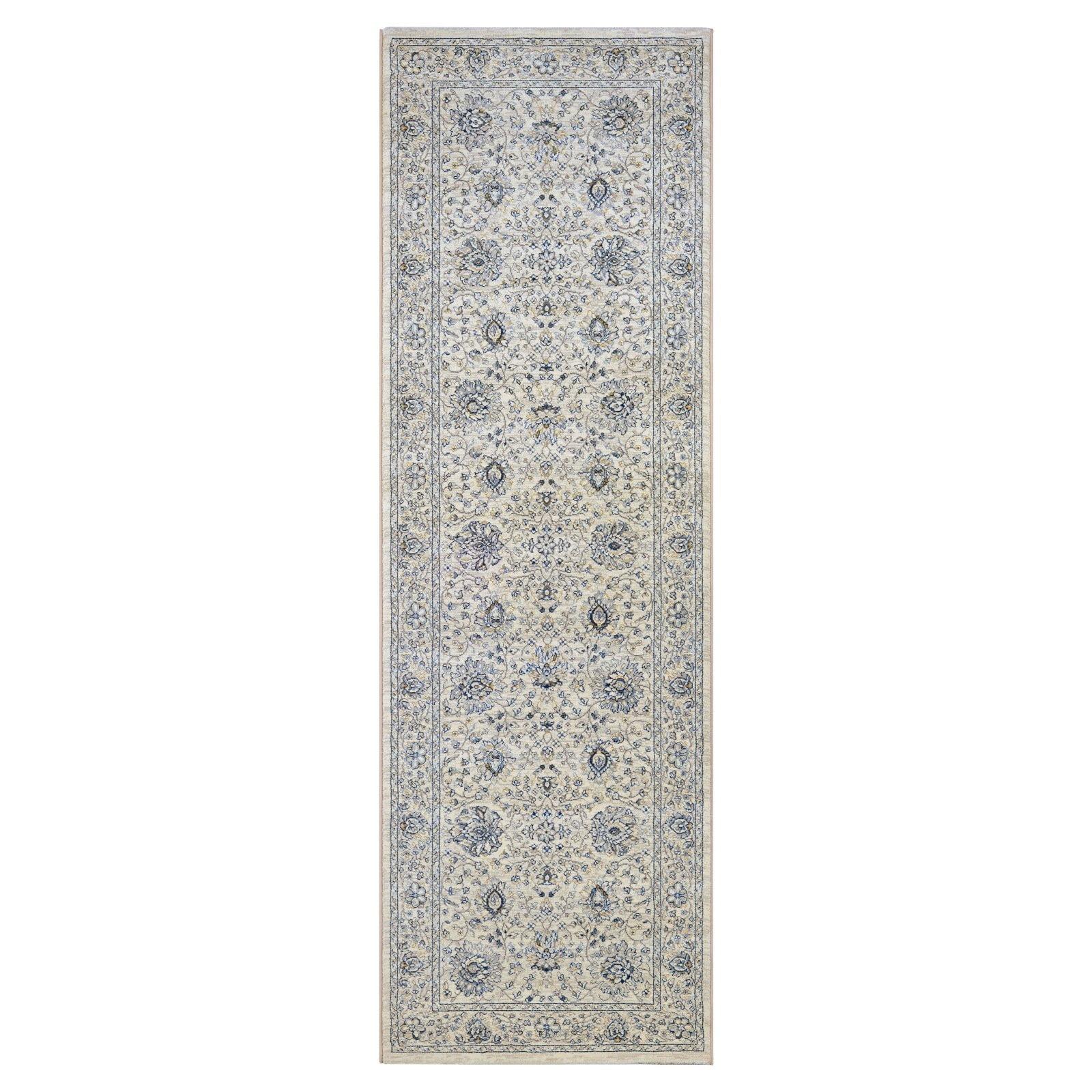 Antique Creme Persian-Inspired Wool Runner Rug, 2'7" x 7'10"