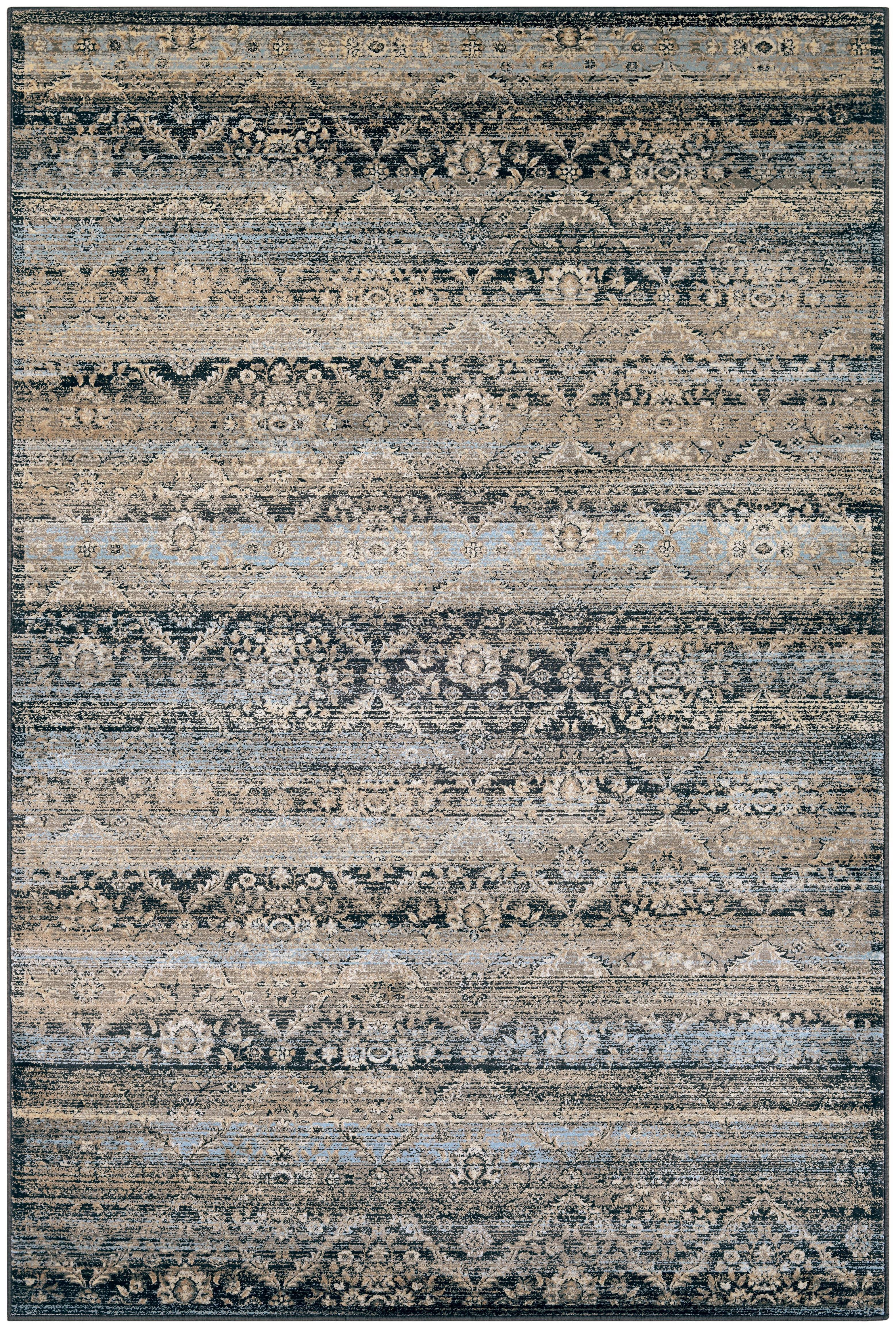 Modern Rustic Black and Light Blue Synthetic Area Rug, 7'10" x 11'2"