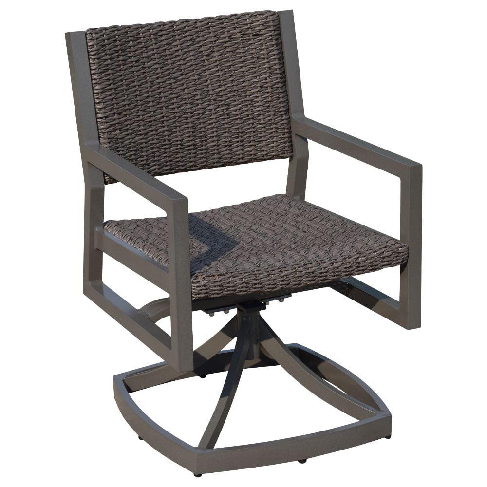 Venice Grey Taupe Swivel Patio Dining Armchair with Synthetic Wicker Weave