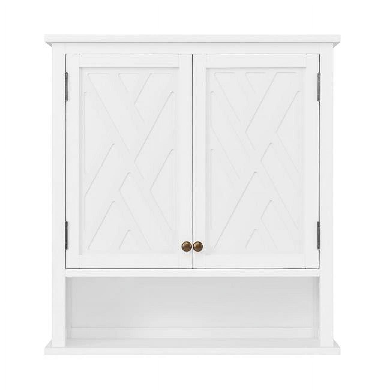 White Transitional Wall Mounted Bath Storage Cabinet with Two Doors