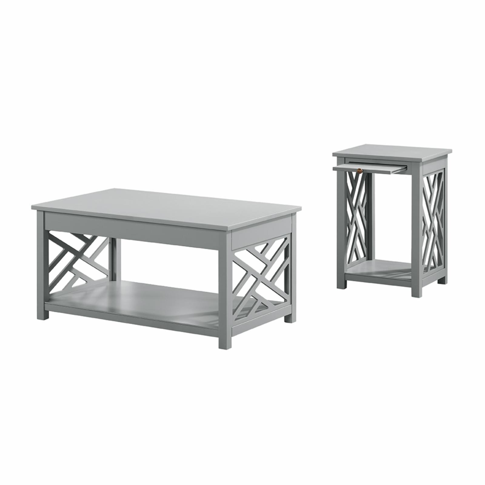 Coventry 36" Dove Gray Coffee & End Table Set with Tray Shelves