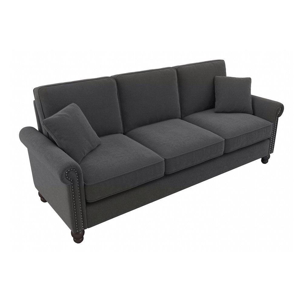 Coventry 85W Large Living Room Sofa in Charcoal Gray Herringbone Fabric