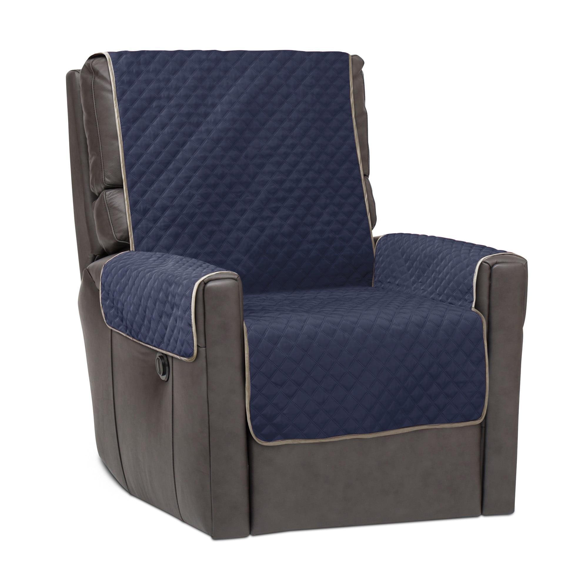 Cover Bonanza Navy/Tan Water-Resistant Recliner Slipcover, 23x21x35 inch