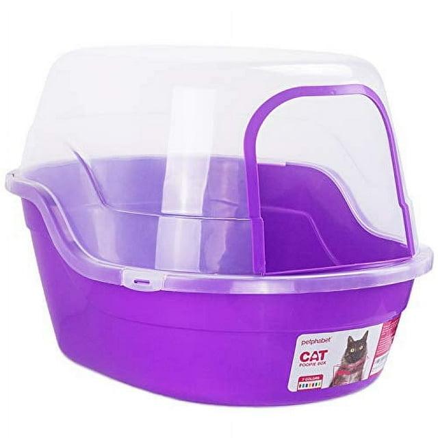 Petfamily Extra Large Cat Litter Box, Color Purple, Jumbo Hooded, 24.8 x 20 x 16.5 in