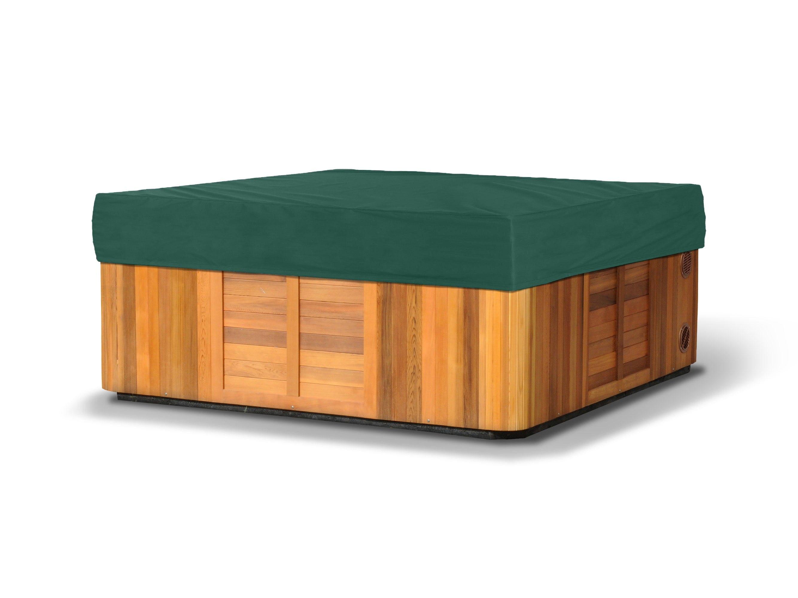 Covermates Rectangular Spa Cover - Light Weight Material, Weather Resistant, Elastic Hem, Outdoor Living Covers, 92W x 82D x 14H, Green