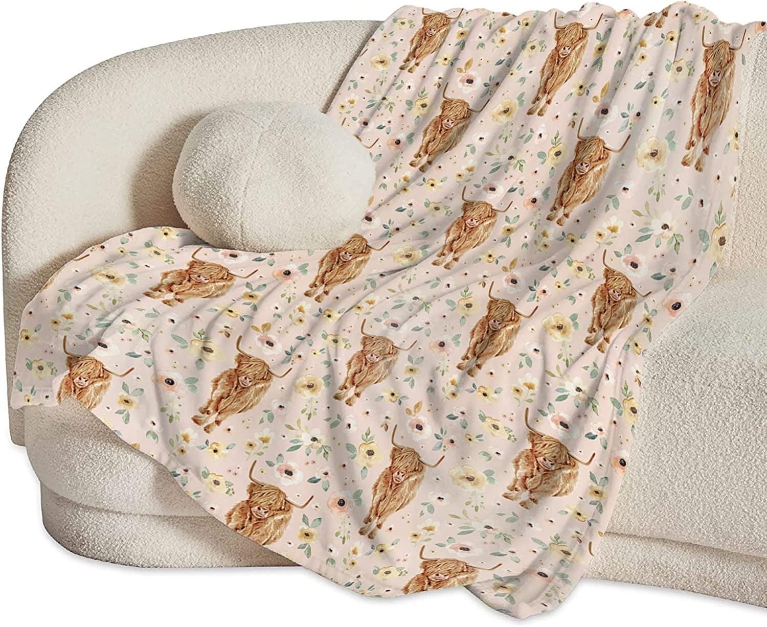 Highland Cow Pattern Lightweight Fleece Throw Blanket 40"x50"