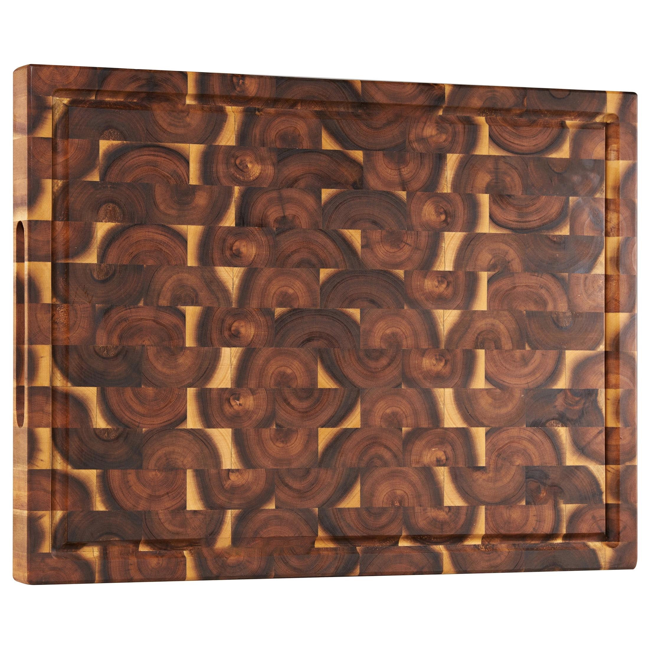 Large Acacia End Grain Wood Cutting Board with Juice Groove