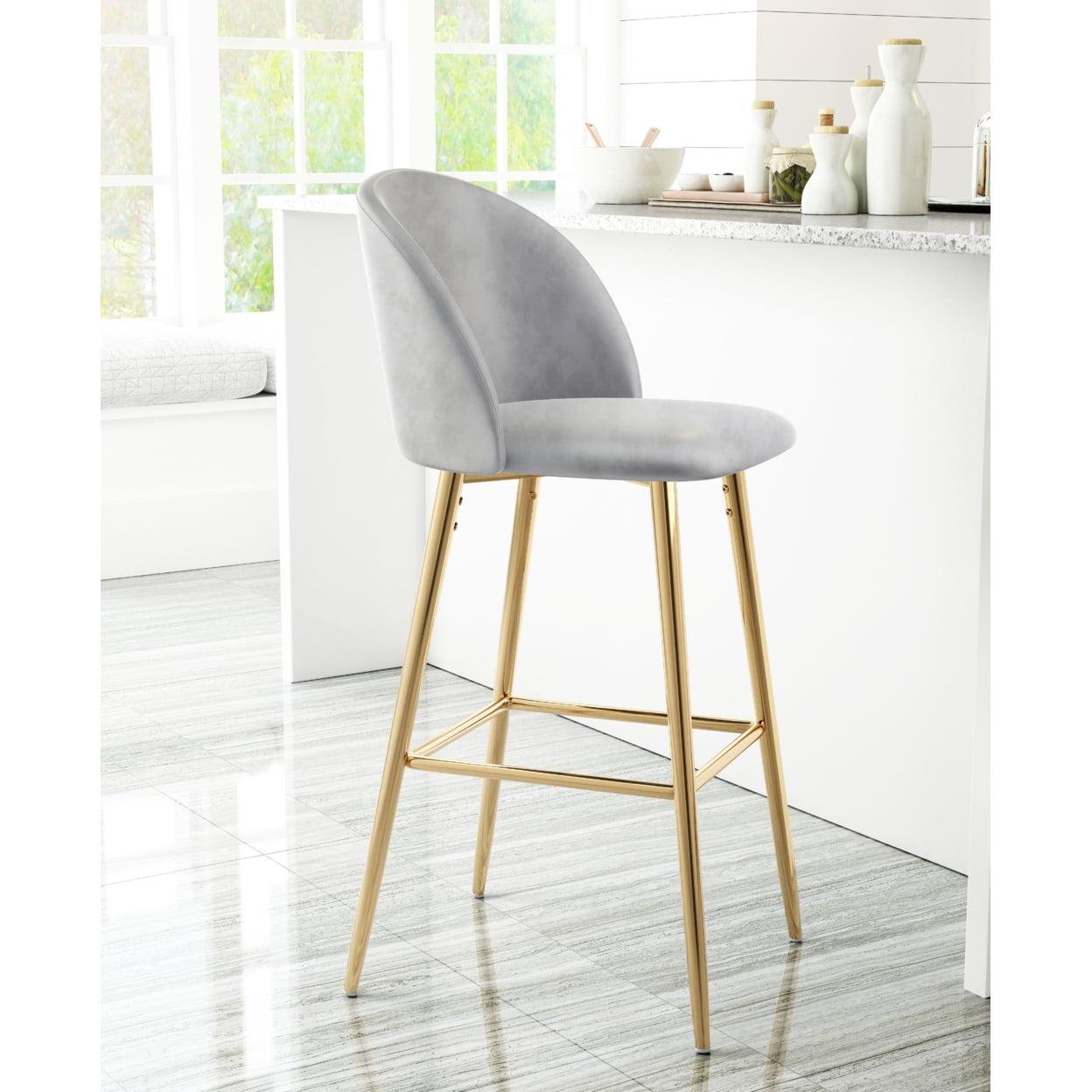 Modern Gray Electroplated Steel Bar Stool 40.9" Height