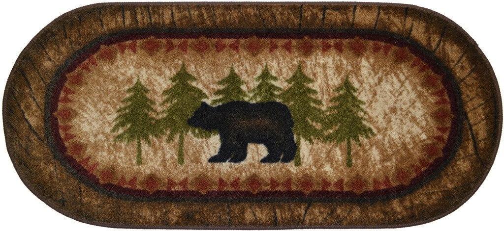 Oval Multicolor Nylon Bear Lodge Kitchen Rug 20" x 44"