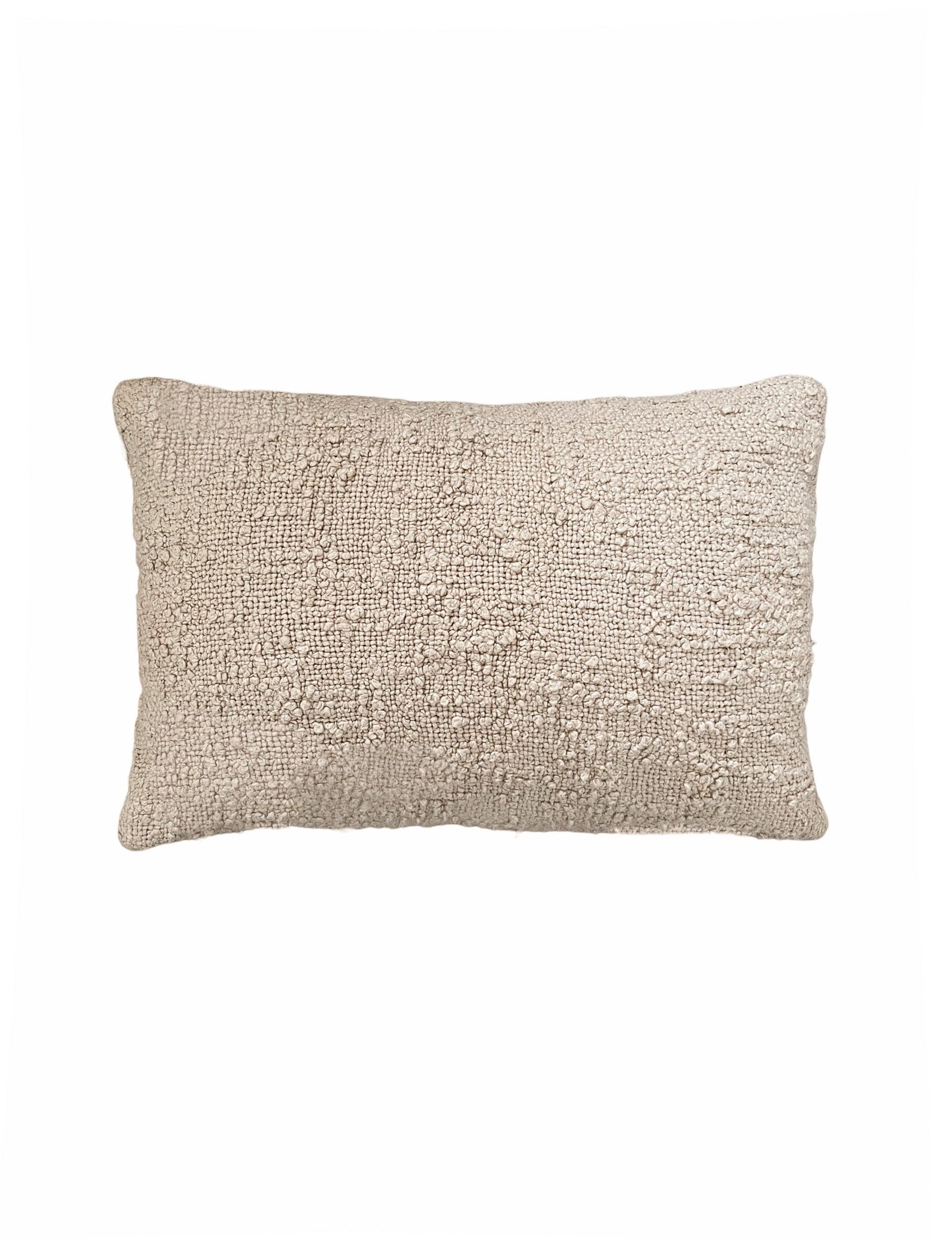 Cozy Cotton Beige Boucle Lumbar Pillow 14x20