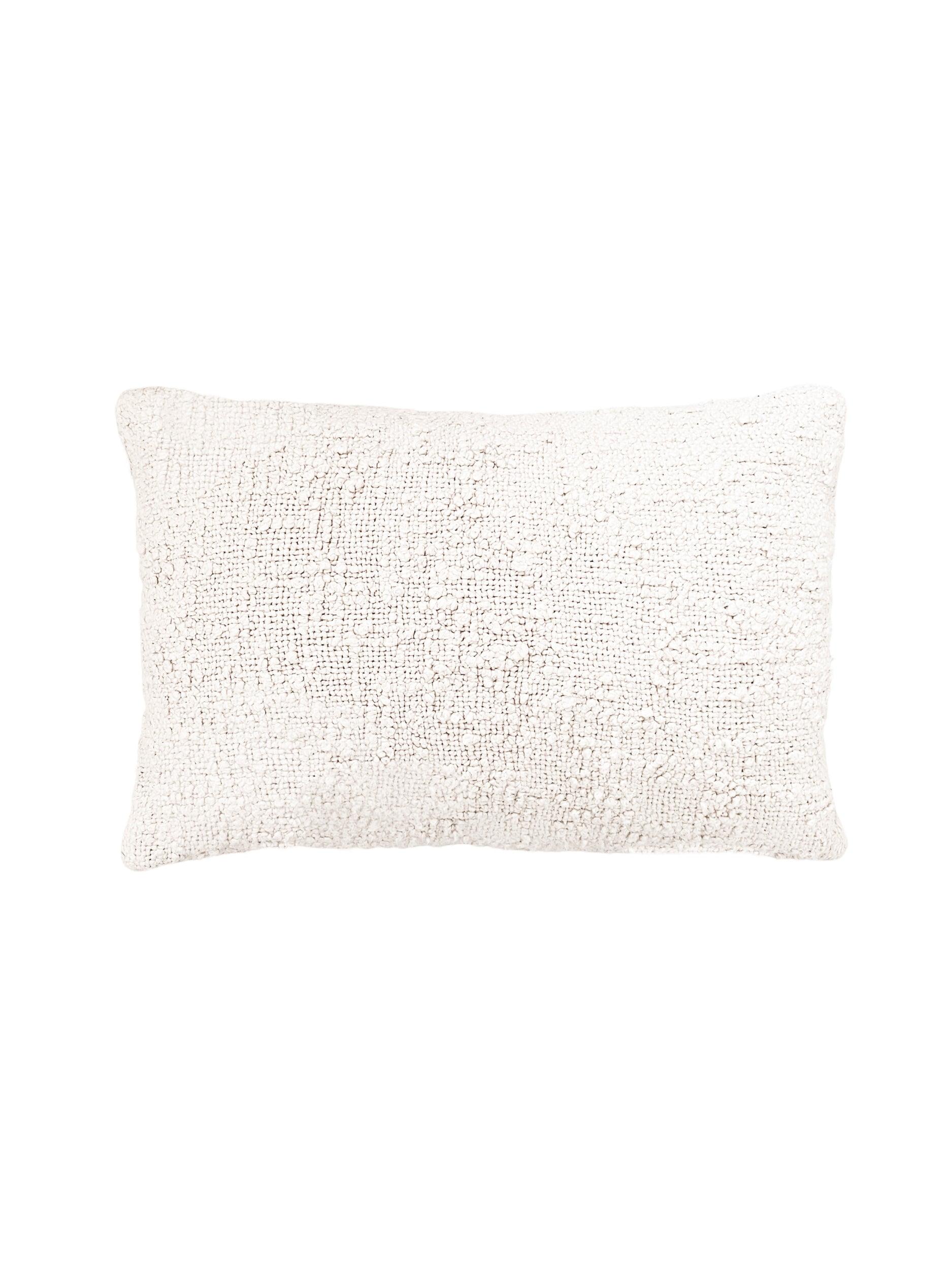 Cozy Cotton White Boucle Lumbar Pillow 14x20