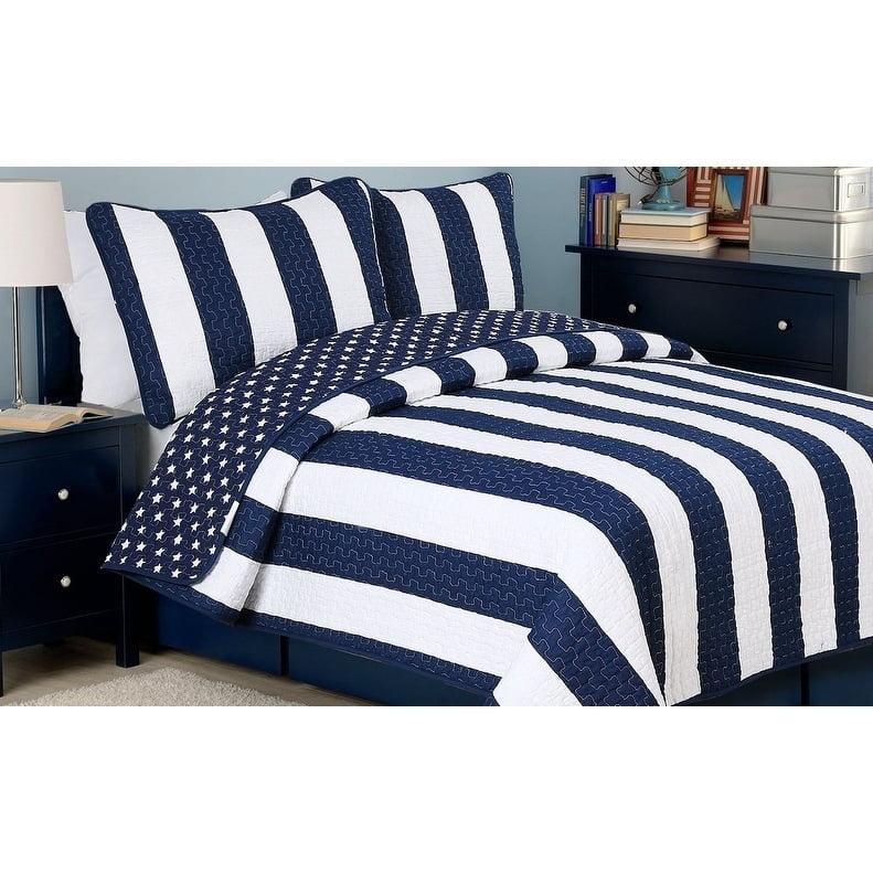 Cotton Striped Quilt Set