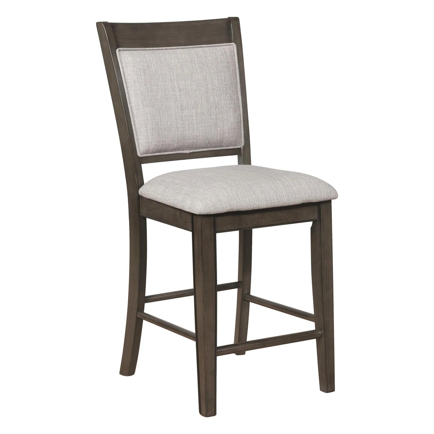Modern Farmhouse Gray Linen & Wood Counter Height Chair Set