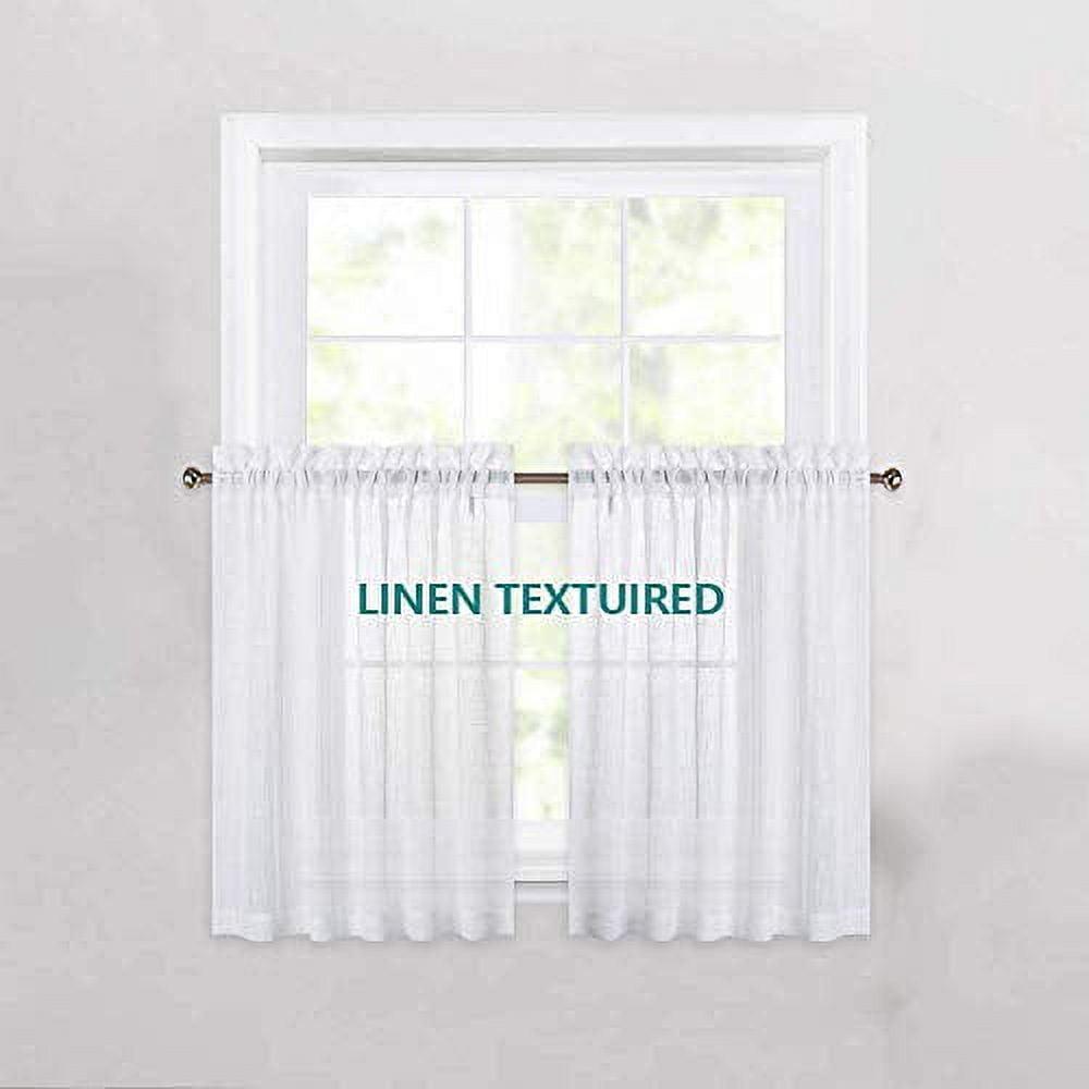 Cozynight White Sheer Tier Curtains 24 inch Length Linen Curtain Sheer Curtain Transparent Half Window Curtains Kitchen Tiers Bathroom Small Curtains Cafe Curtains Light Filtering Rod Pocket 2 Panels