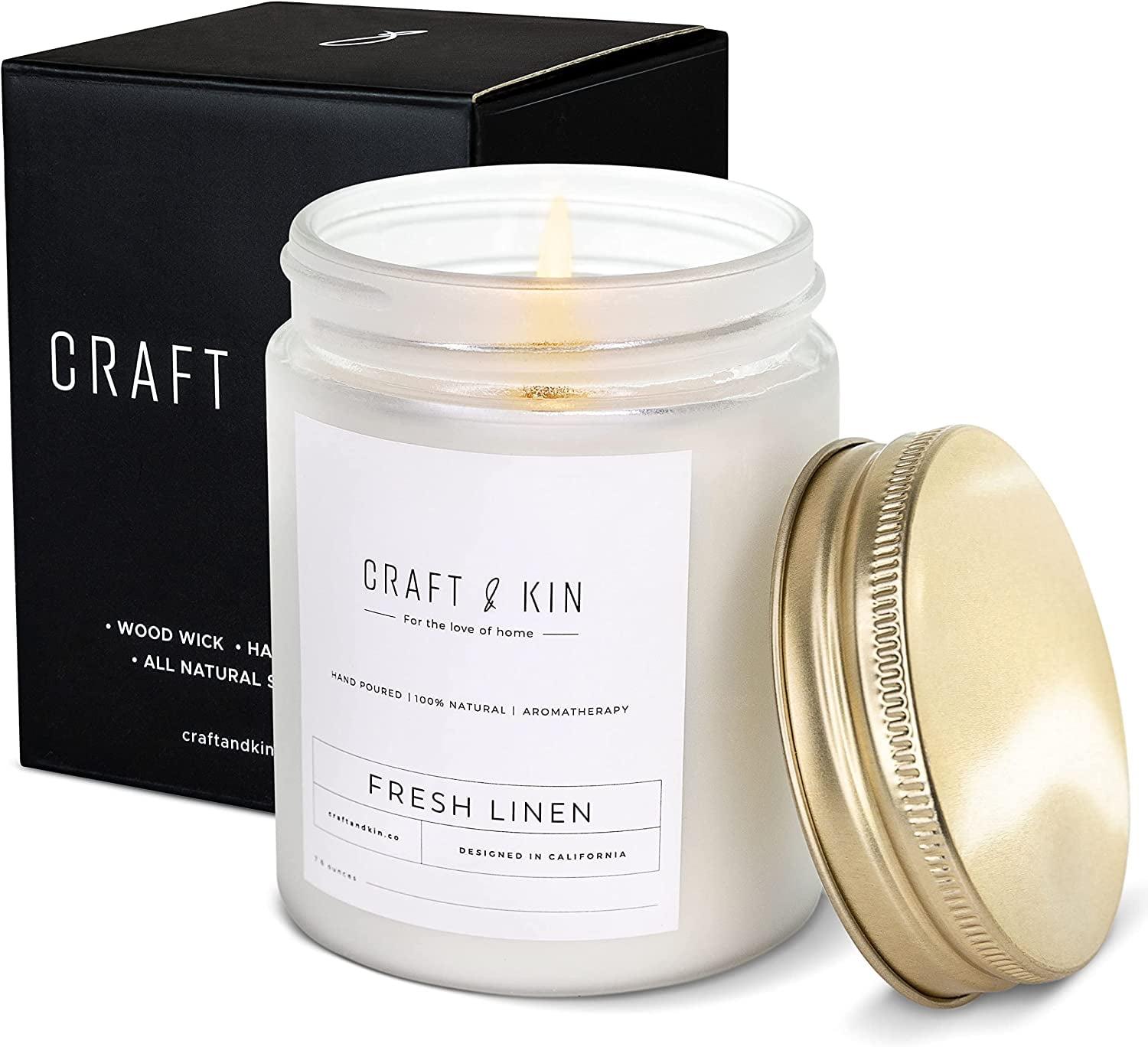 Fresh Linen White Soy Scented Candle in Frosted Jar