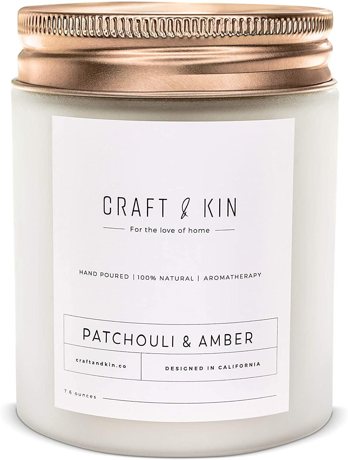 Patchouli & Amber Scented Soy Candle in Frosted Jar