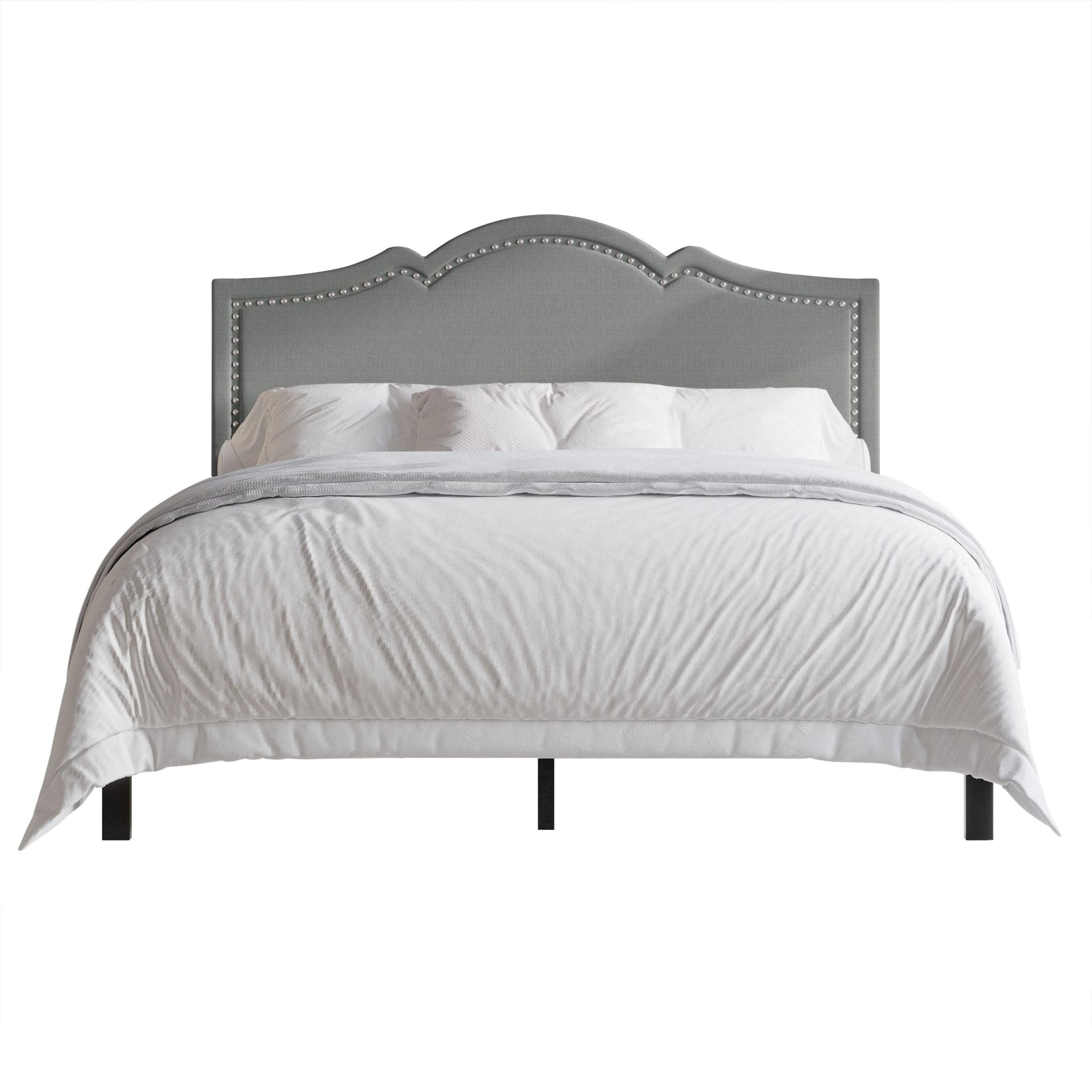 CasePiece Queen Size Platform Bed Light Grey Linen