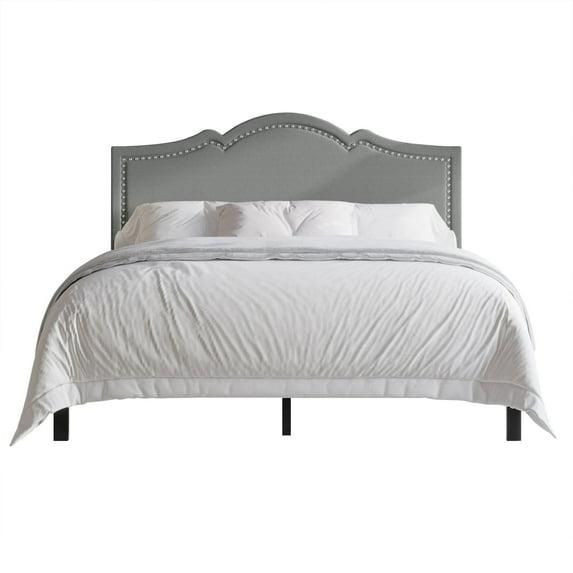 CasePiece Queen Size Platform Bed Light Grey Linen