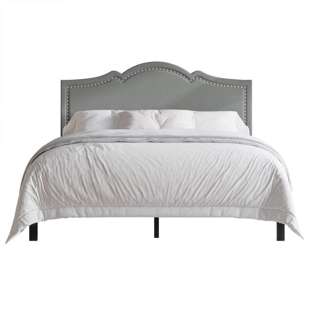 CasePiece Queen Size Platform Bed Light Grey Linen