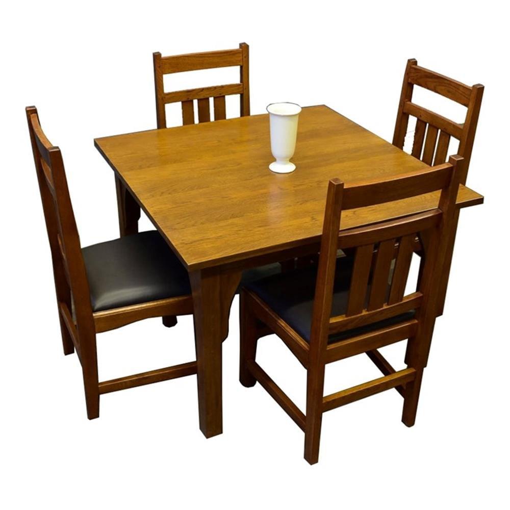 Cherry Solid Wood 5-Piece Dining Set with Slat Back Chairs