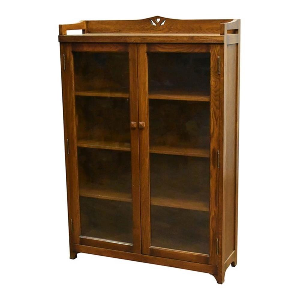 Walnut Lighted Wood and Glass Curio Cabinet