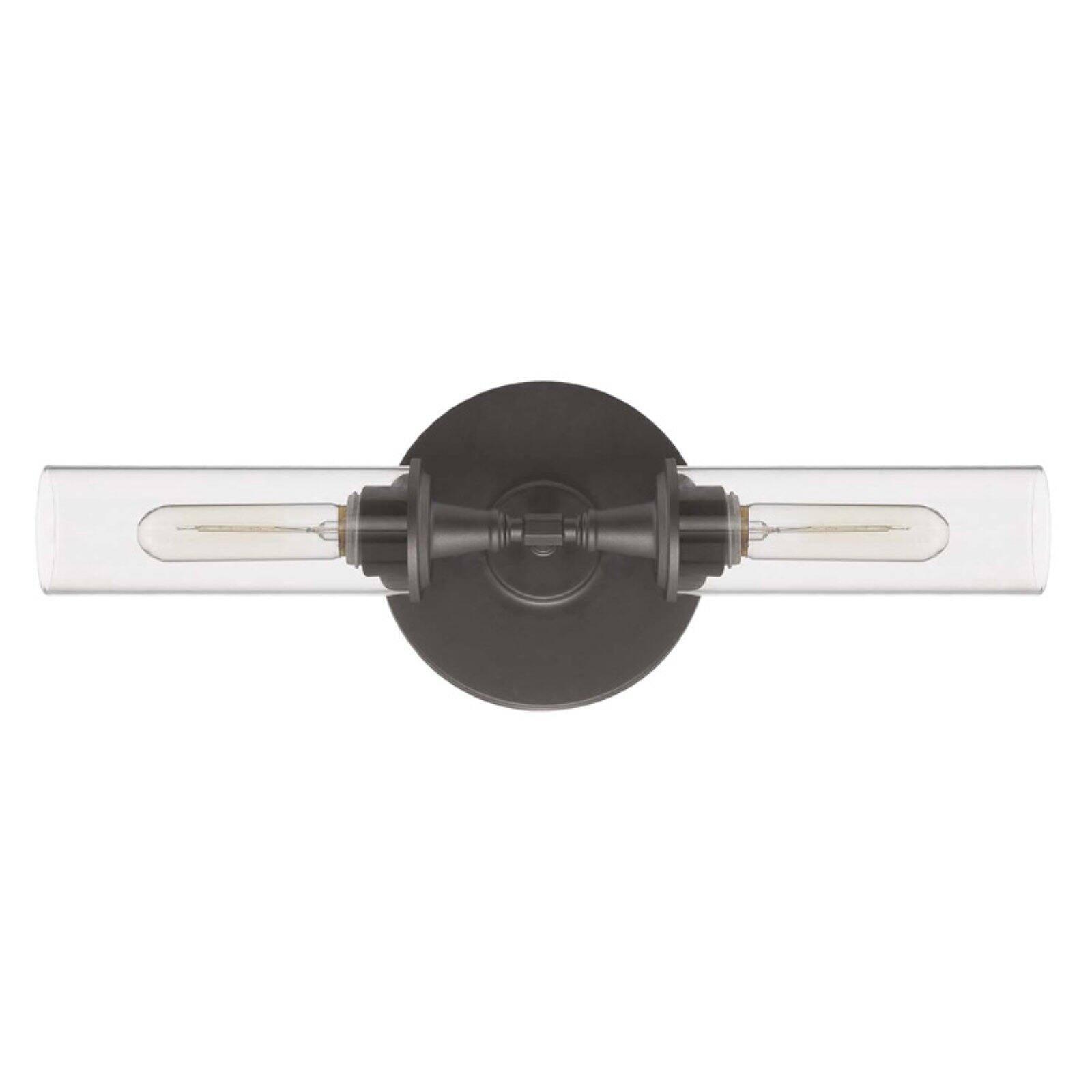 Espresso Brown Cylinder Wall Sconce with Dimmable Ambient Lighting