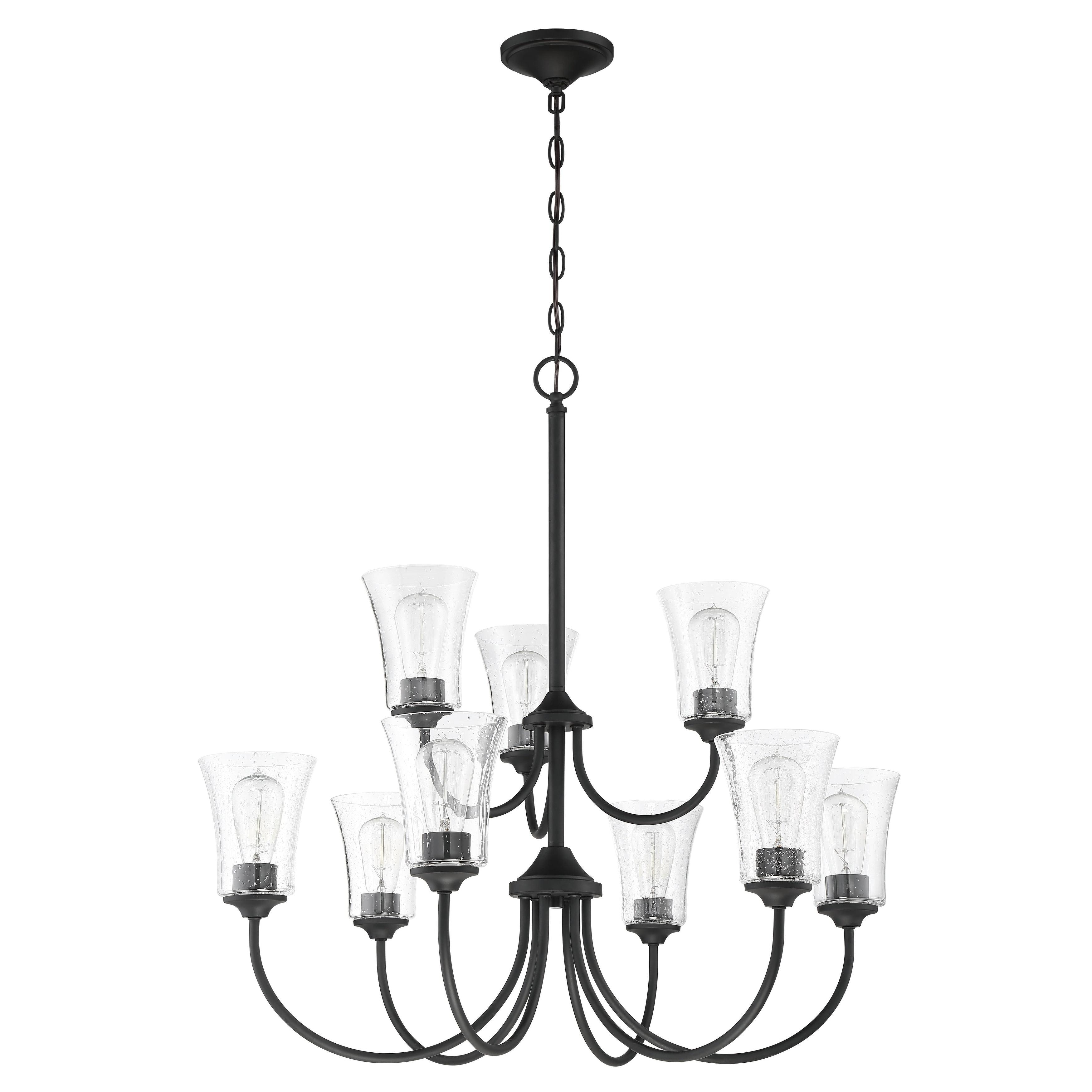 Gwyneth 32'' Black and Polished Nickel 9-Light Chandelier