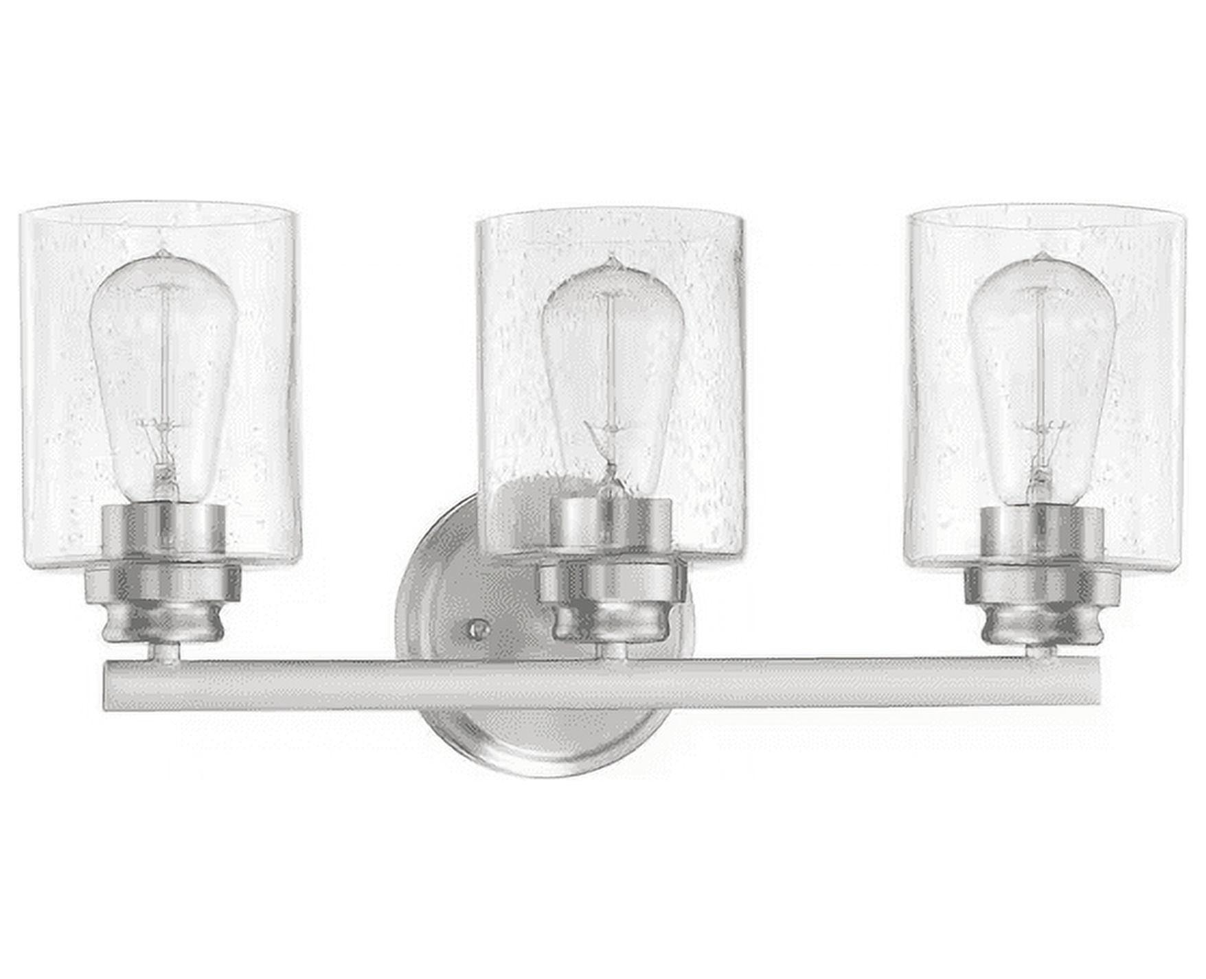 Polished Nickel 3-Light Dimmable Vanity Light with Clear Shades