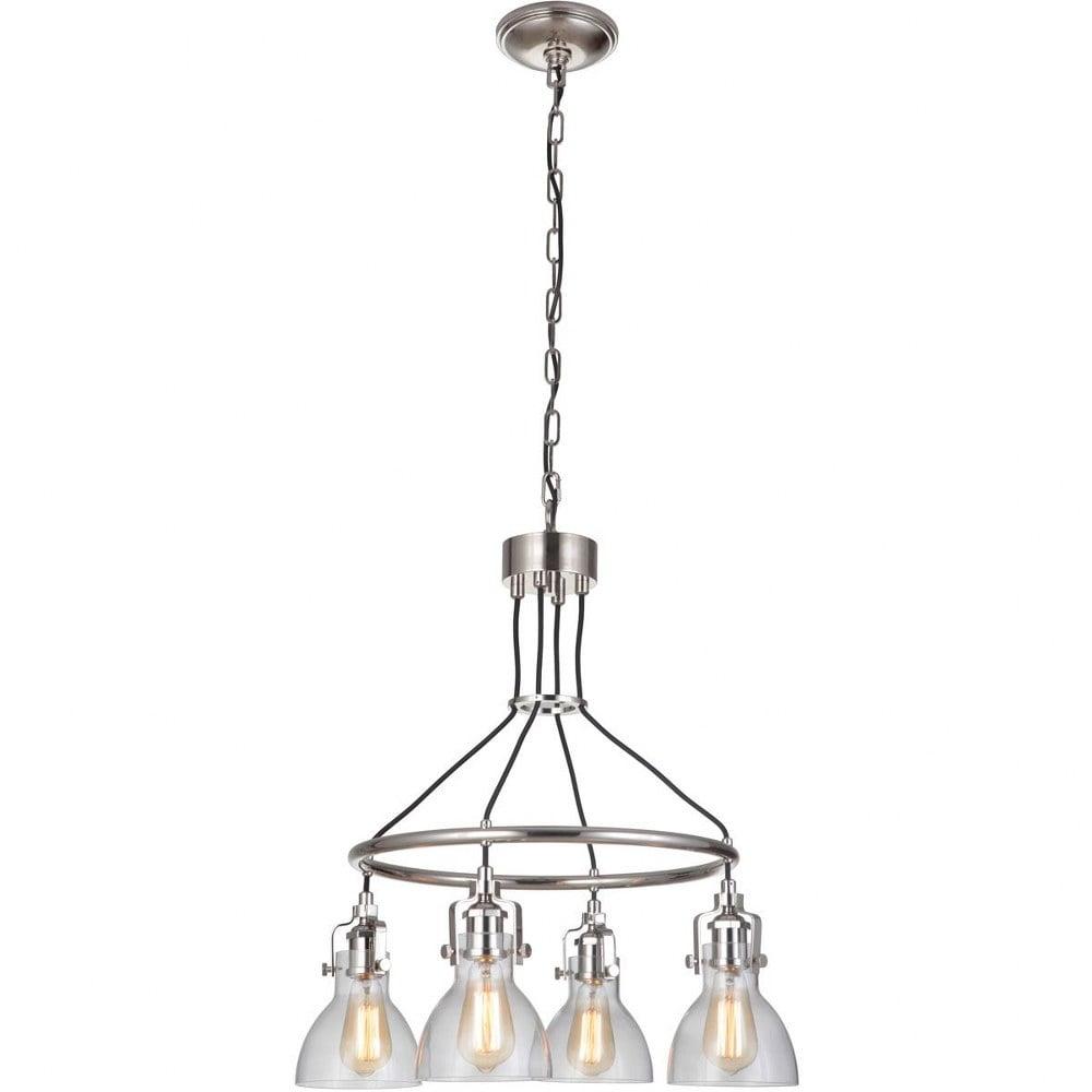 Elegant Polished Nickel 4-Light Chandelier with Clear Glass Shades