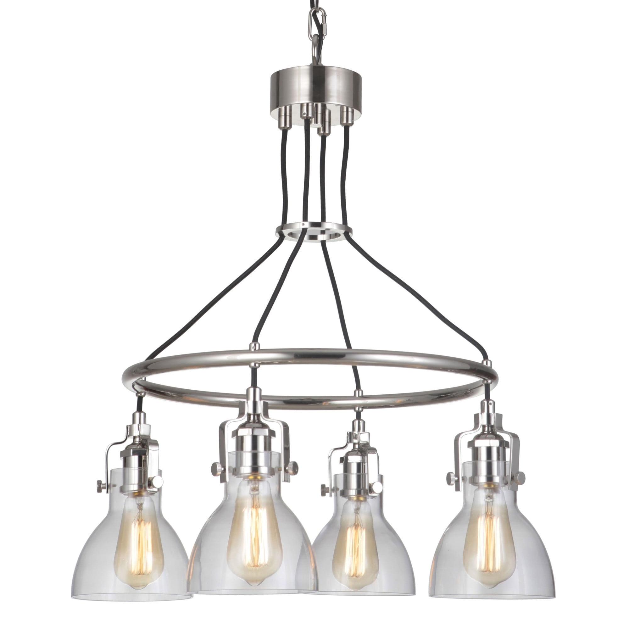 Elegant Polished Nickel 4-Light Chandelier with Clear Glass Shades