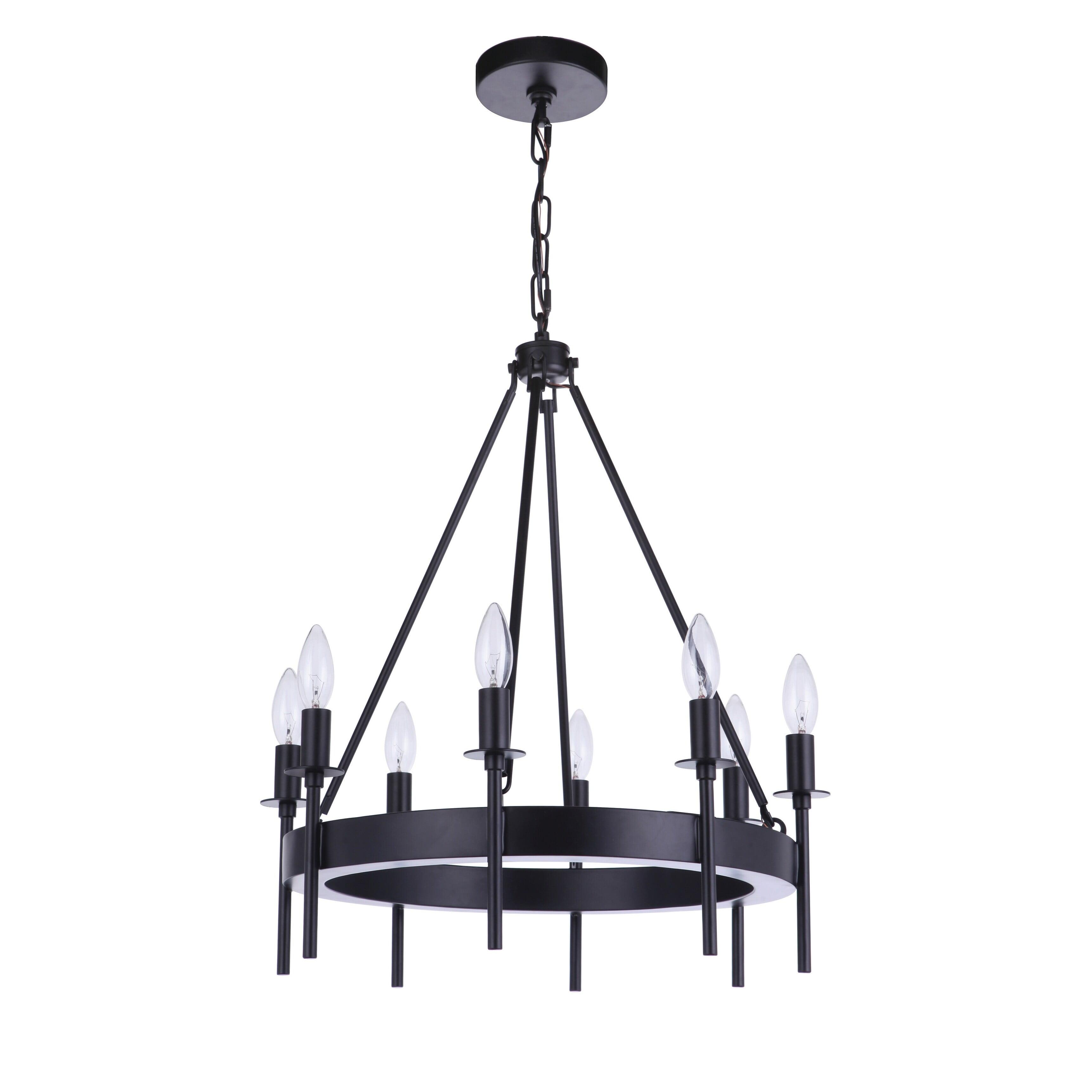 Mini Larrson Flat Black Crystal 8-Light Candle Chandelier