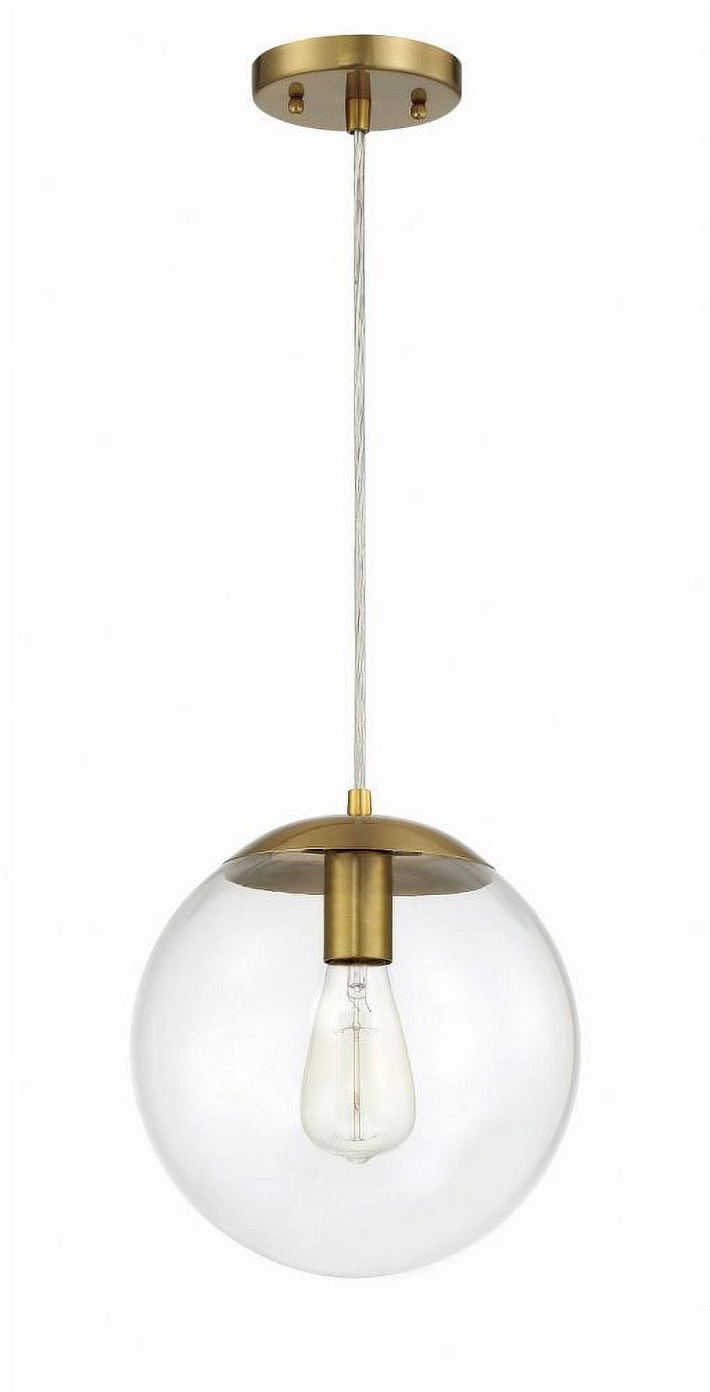 Satin Brass Clear Glass Globe Pendant Light