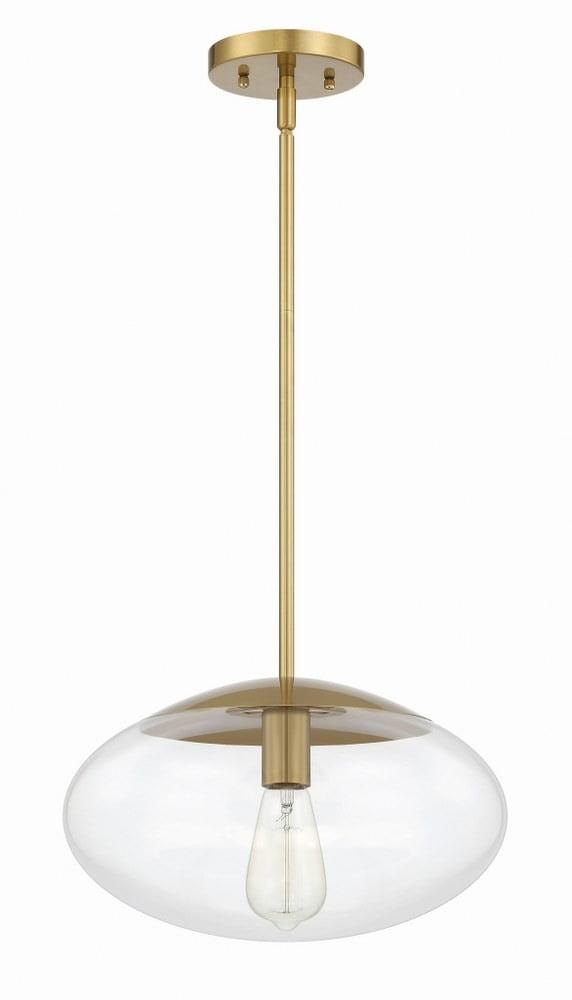 Satin Brass 14" Clear Glass Pendant Light