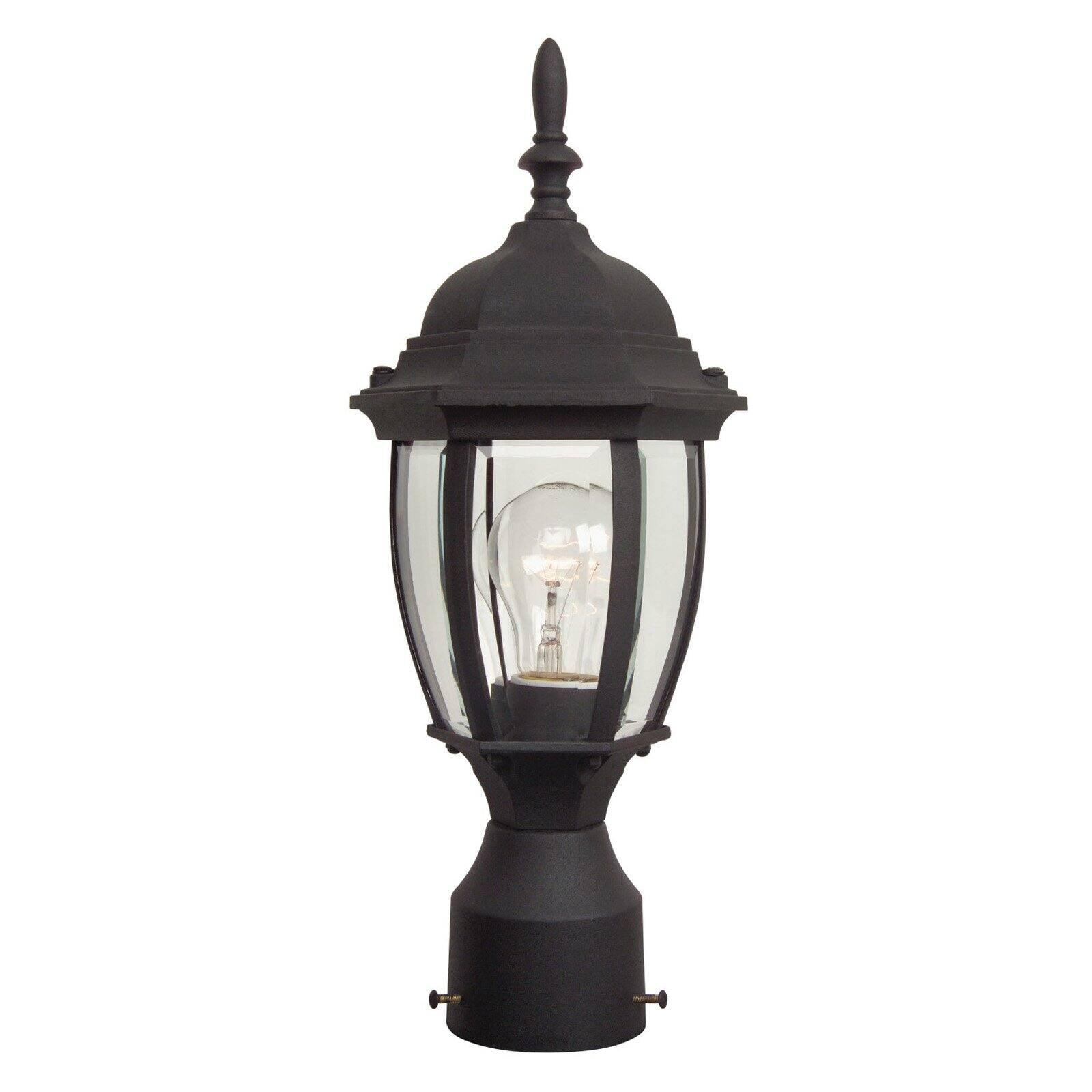 Matte Black Traditional Outdoor Post Lantern with Clear Glass