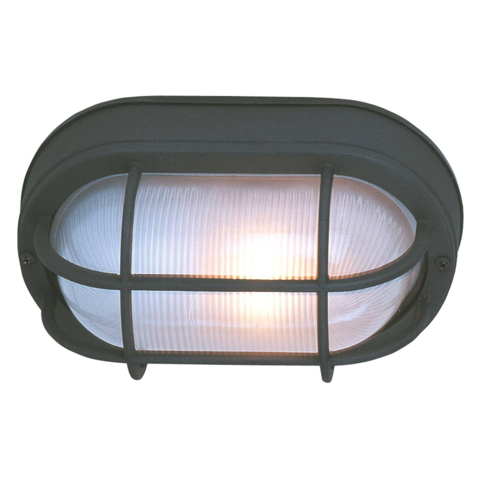 Matte Black Glass Oval Outdoor Flush Mount Light