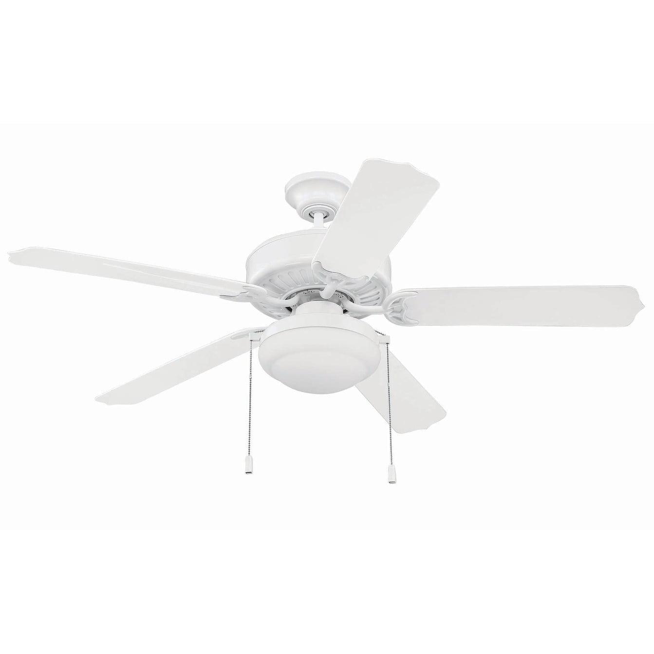 White 52" Traditional Ceiling Fan with Light Kit